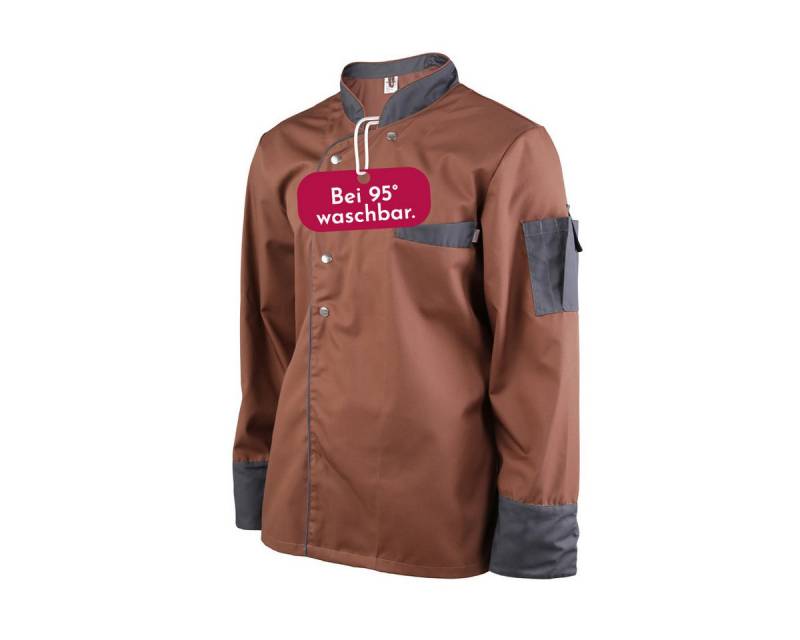 Clinotest Kochjacke langarm - 95 Grad waschbare, kochfeste Kochjacken ohne Einlaufen (1-St) Kochhemd aus 65% Polyester, 35% Baumwolle, mit Druckknopfverschluss von Clinotest