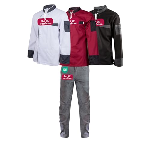 Clinotest Kochset aus Kochjacke & Kochhose Unisex – Profi-Kochbekleidung für Damen & Herren – Waschbar bis 95°C – Atmungsaktiv & robust – individuell auswählbare Größe und Farbe von Clinotest