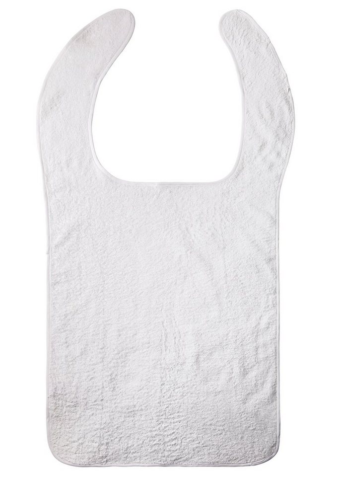 Clinotest Lätzchen Weiches Frottee Lätzchen, Essensschutz & Kleiderschutz, unbeschichtet, (Weiß, 100% Baumwolle, waschbar bis 95°C, 50x100 cm), komfortabler Sitz mit langen Bändern von Clinotest