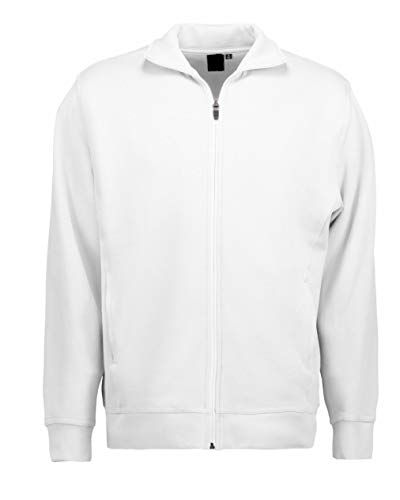 Clinotest Sweatshirtjacke für Damen und Herren, ohne Kapuze, mit Reißverschluss und 2 Schubtaschen (weiß, 2XL) von Clinotest