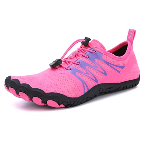 Cliont Barfußschuhe Herren Badeschuhe Damen Atmungsaktiv Leicht Wasserschuhe Sommer Strandschuhe rutschfeste Schwimmschuhe Aquaschuhe Rosa 38 EU von Cliont