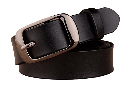 Cliont Frauen Kleid Gürtel Echt Leder Gürtel mit goldenen und schwarzen Pin Gürtelschnalle 2.9cm Breite, Gr.-115 cm/45,3 Zoll von Cliont