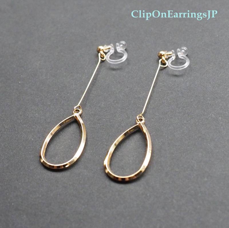 Gold Creolen Clip Auf Ohrringe, Unsichtbare Nicht Durchbohrt Tropfen Creolen, Ohrringe Baumeln von ClipOnEarringsJP