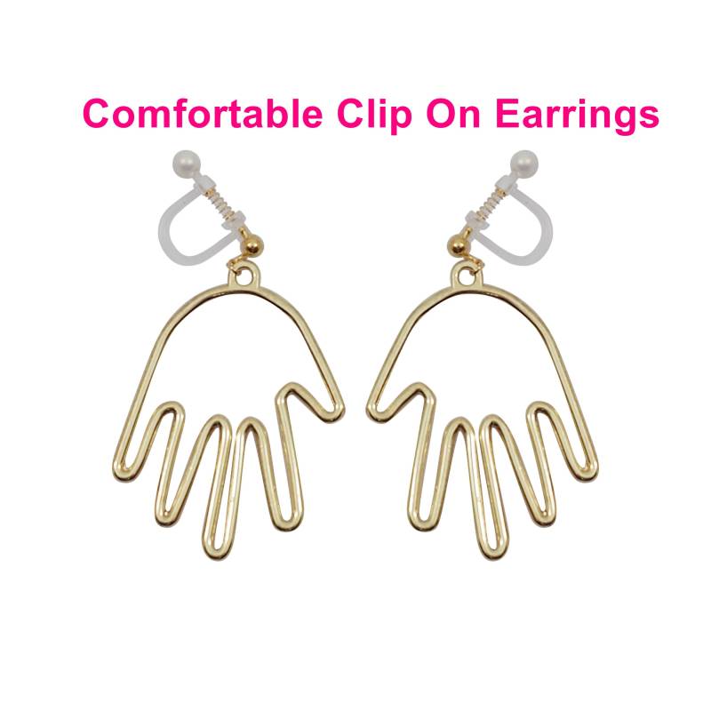 Hände-Clip Auf Ohrringe, Unsichtbare Clip Gold Nicht Durchbohrt Harz-Clip Ohrringe Baumeln von ClipOnEarringsJP