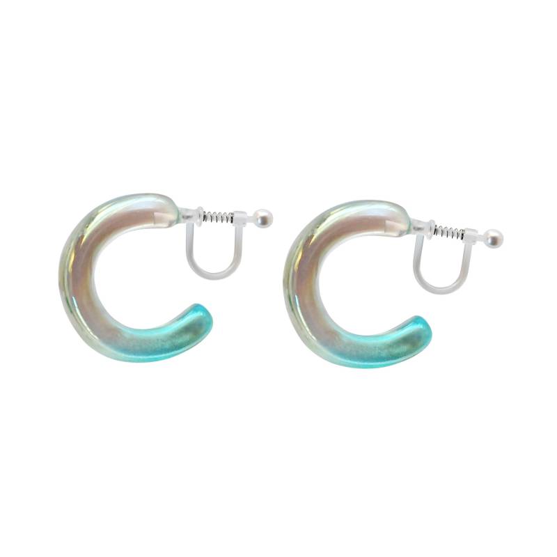 Klare Klobige Unsichtbare Clip Auf Creolen, Kristallklare Blaue Huggie Hoop Nicht Durchbohrte Ohrringe, Geburtstagsgeschenk von ClipOnEarringsJP