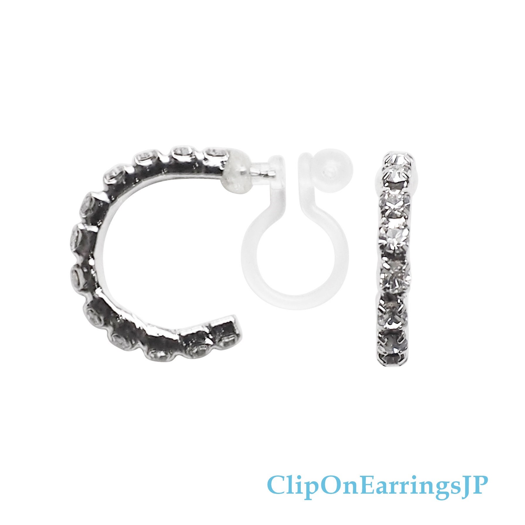 Kristall-Clip Auf Creolen, Silber Creolen Unsichtbare Clip Ohrringe, Nicht Durchbohrt Strass Ohrringe Reifen von ClipOnEarringsJP