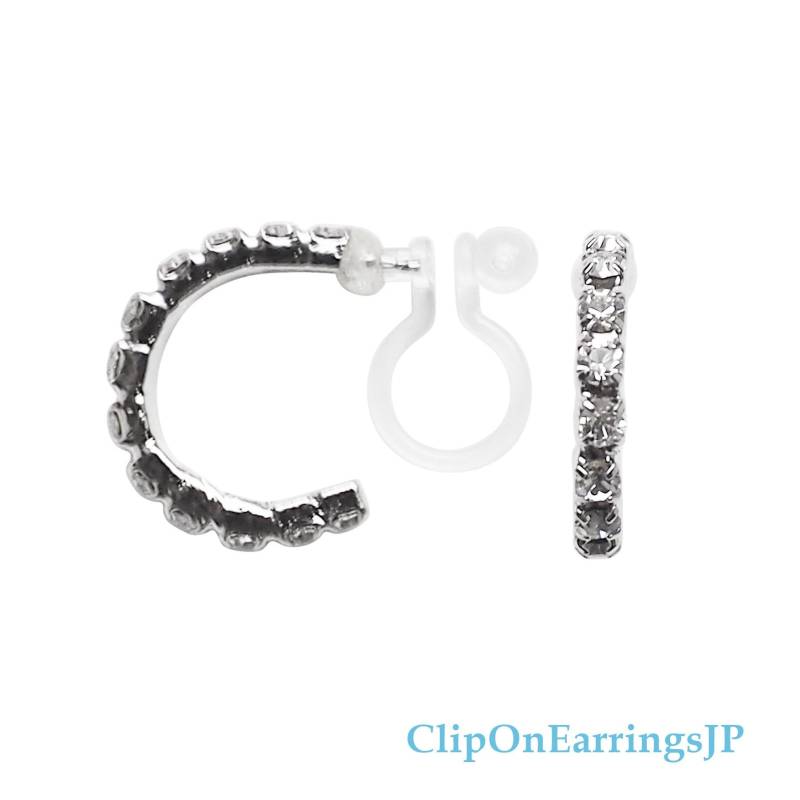 Kristall-Clip Auf Creolen, Silber Creolen Unsichtbare Clip Ohrringe, Nicht Durchbohrt Strass Ohrringe Reifen von ClipOnEarringsJP
