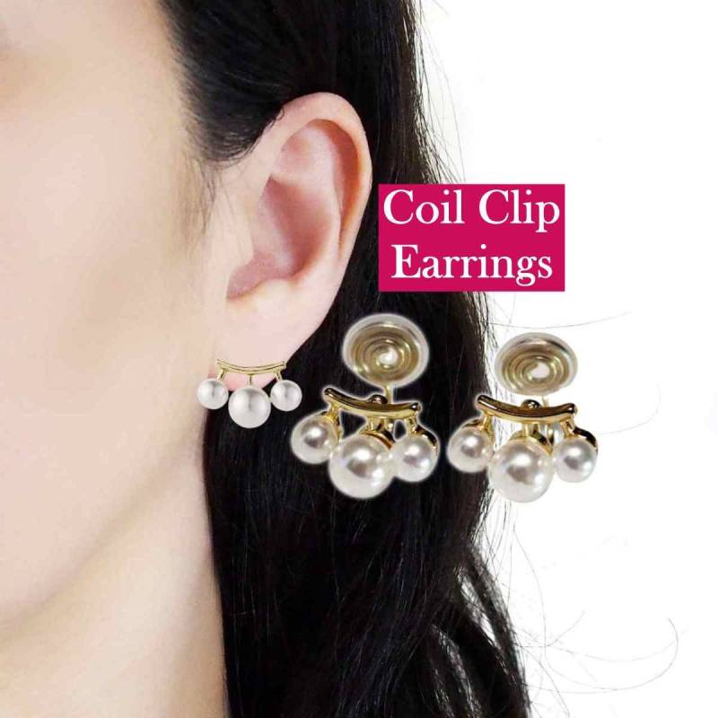 Ohrclips Mit Unsichtbarer Perle in Gold, Große Weiße Perlen-Clip-Ohrringe Für Frauen, Schmerzfreie Spiral-Clip-Ohrringe, Schmuckgeschenk, Elegant von ClipOnEarringsJP
