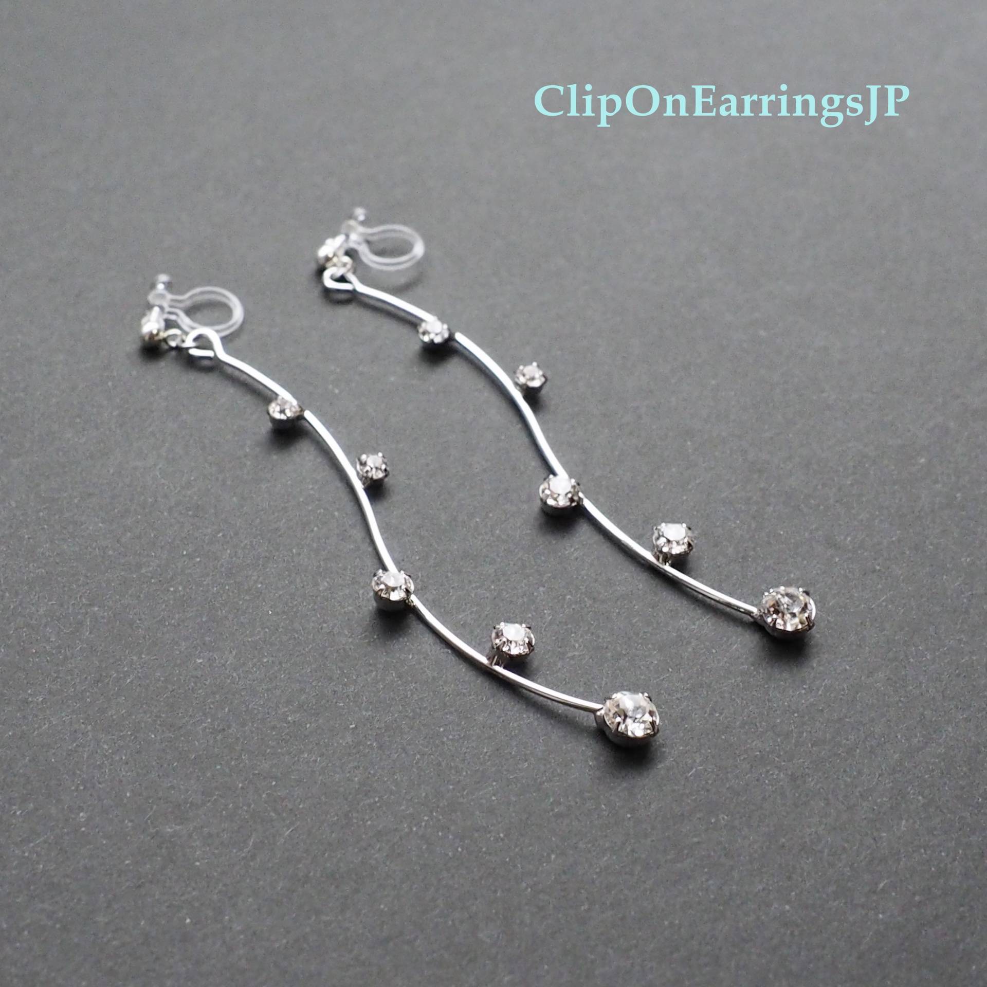 Silber Bar-Clip Auf Ohrringe, Unsichtbare Clip Nicht Durchbohrt Strass Kristall-Clip Ohrringe Baumeln von ClipOnEarringsJP