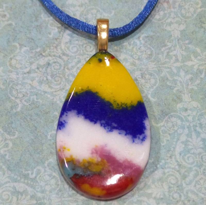 Colorblock Anhänger, Fused Glass Designer Schmuck, Eye Catching Schmuck - Mcmillan 4284 -1 von ClipOnGallery