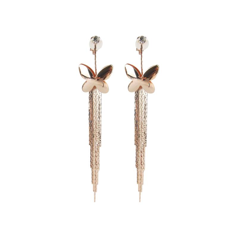 Gold Schmetterling Clip Auf Quaste Statement Ohrringe von ClipOnsxReverie