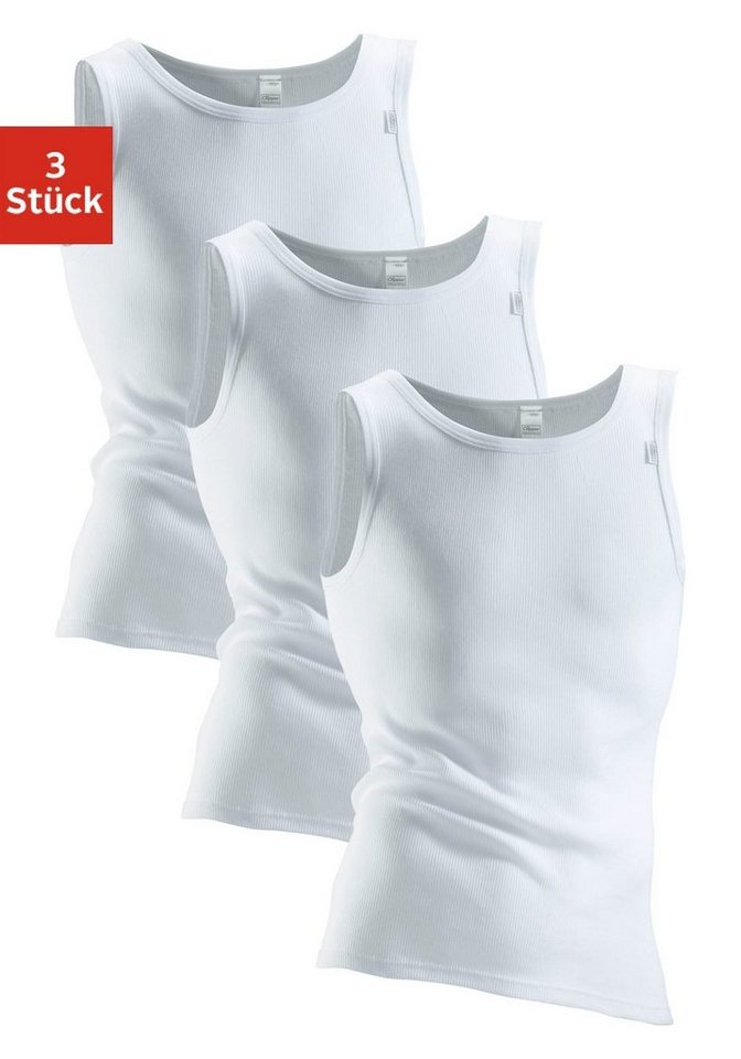 Clipper Exclusive Unterhemd (3-St) mit Komfortschnitt, hinten etwas länger - in Doppelripp, Tanktop von Clipper Exclusive