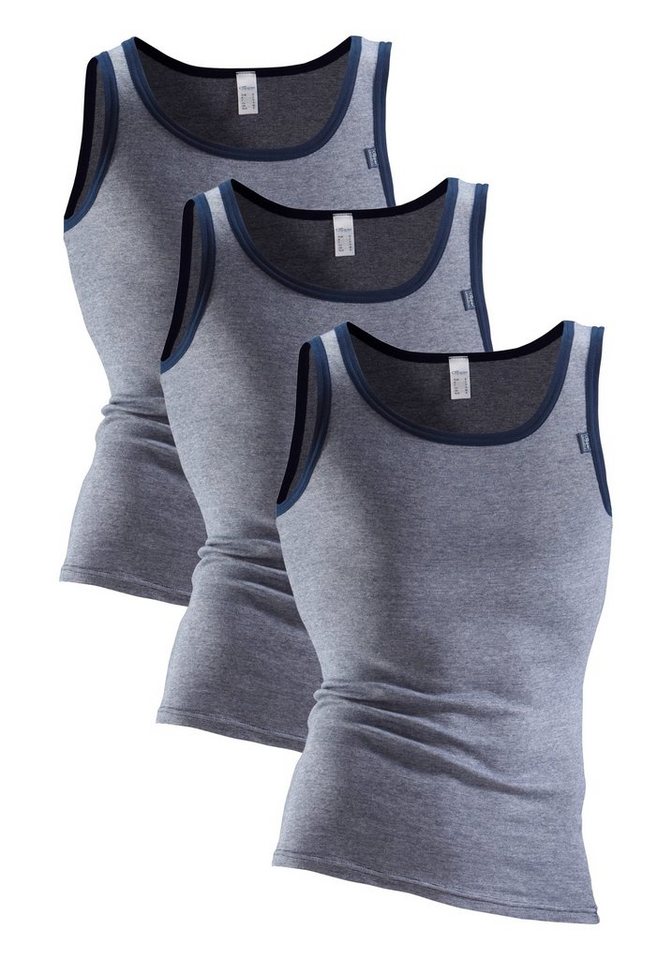 Clipper Exclusive Unterhemd Tanktop für Herren (3-St) modische Optik: Jeans meliert, tolle Baumwoll-Qualität von Clipper Exclusive