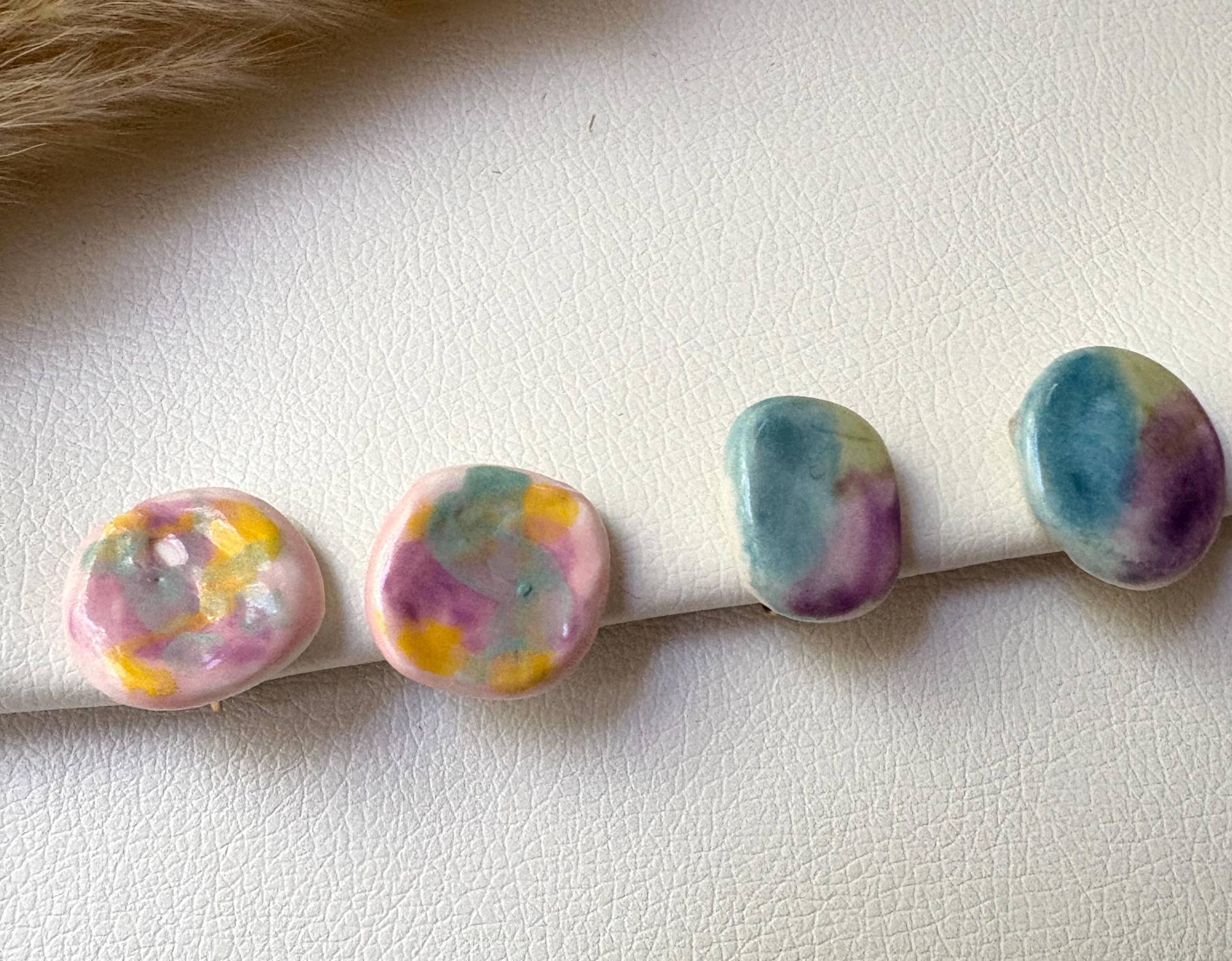 Ohrclips Pastell Aus Ton, Ohrringe Für Ohne Ohrringe-Loch, Elegant Undgefertigt, Simple Fashion #86 von ClipsOnlyBoutique