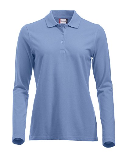Langärmliges, klassisches Polo-Shirt für Damen, Baumwolle, moderne Passform, 11 lebendige Farben, XS-XXL Gr. L, hellblau Langärmliges, klassisches Polo-Shirt für Damen, Baumwolle, moderne Passform, 11 lebendige Farben, XS-XXL Gr. L, hellblau von Clique Clothing