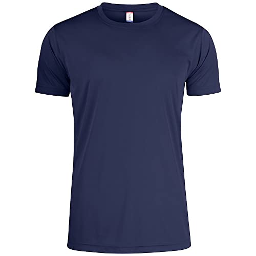 CLIQUE - Herren Basic Active-T T-Shirt mit Rundhalsausschnitt, aus Mikrofaser, Schweißband, Seitennähte, Slim-Fit (Blau XS), Dunkle Marine von Clique