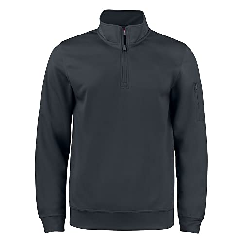 CLIQUE - Herren Damen Unisex Basic Active Half Zip Sweatshirt mit Reißverschluss aus Polyester, waschbeständig, für Wandern, Reisen, Freizeit, Schwarz , XXXL von Clique