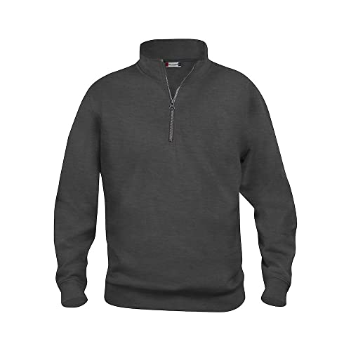 CliQue Unisex Erwachsene Basic Half Zip Sweatshirt, Anthracite Melange, XXXL von Clique