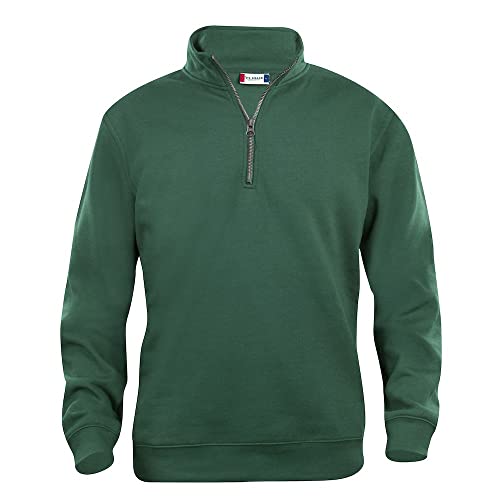 CLIQUE - Sweatshirt mit halbem Reißverschluss Herren Damen Unisex Basic Half Zip, Polyester, weich, waschbeständig, für Trekking, Wandern, Reisen, Freizeit, Flaschengrün, L von Clique