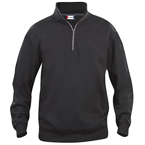 CLIQUE - Herren Damen Unisex Basic Half Zip Sweatshirt mit Reißverschluss aus Polyester, weich, waschbeständig, für Wandern, Reisen, Freizeit, Schwarz , L von Clique