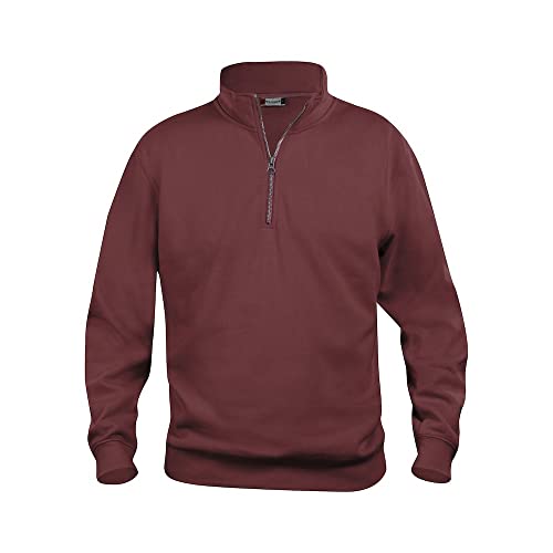 CLIQUE - Sweatshirt mit halbem Reißverschluss Herren Damen Unisex Basic Half Zip, Polyester, weich, waschbeständig, für Trekking, Wandern, Reisen, Freizeit, bordeaux, L von Clique