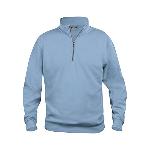 CLIQUE - Herren Damen Unisex Basic Half Zip Sweatshirt mit Reißverschluss aus Polyester, weich, waschbeständig, für Wandern, Reisen, Freizeit, hellblau, XXL von Clique