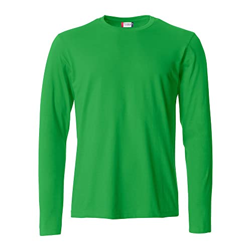 Clique - Herren Langarm T-Shirt Basic-T L/S, aus Jersey-Baumwolle, elastischer Kragen, Schweißband, Slim-Fit Passform, Säuregrün., Small von Clique