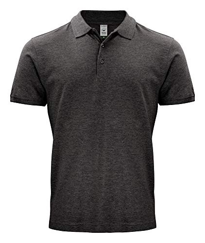 Clique - Herren-Poloshirt Classic OC, aus Bio-Baumwolle, GOTS, Knopfverschluss, Ärmelbündchen mit Ripp, seitliche Schlitze, normale Passform (Anthrazit Melange L), anthrazit von Clique