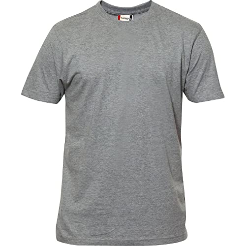 CLIQUE - Herren Premium-T T-Shirt mit Rundhalsausschnitt, aus Baumwolle Jersey, Schweißband, elastischer Kragen, Slim-Fit, Grau, Large von Clique