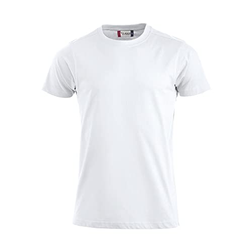 Clique - T-Shirt mit Rundhalsausschnitt für Herren, Premium-T, aus Baumwolljersey, Schweißband, elastischer Kragen, Slim-Fit-Passform, Weiß, 58 von Clique