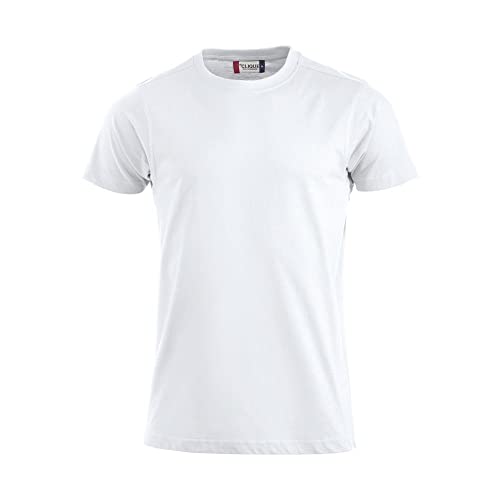 CLIQUE - Herren Premium-T T-Shirt mit Rundhalsausschnitt, aus Baumwolle Jersey, Schweißband, elastischer Kragen, Slim-Fit, Weiß, Medium von Clique