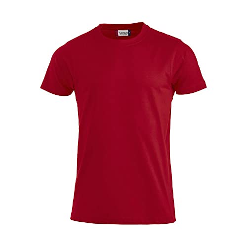 CLIQUE - Herren Premium-T T-Shirt mit Rundhalsausschnitt, aus Baumwolle Jersey, Schweißband, elastischer Kragen, Slim-Fit, rot, XXL von Clique