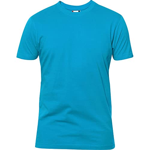 CLIQUE - Herren Premium-T T-Shirt mit Rundhalsausschnitt, aus Baumwolle Jersey, Schweißband, elastischer Kragen, Slim-Fit, türkis, Small von Clique