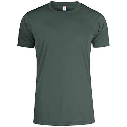 CLIQUE - Herren T-Shirt Rundhalsausschnitt Basic Active-T, Mikrofaser, Schweißband, Seitennähte, Slim-Fit Passform, Grau, 56 von Clique