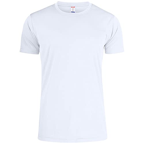 Clique - T-Shirt mit Rundhalsausschnitt für Herren, Basic Active-T, aus Mikrofaser, Schweißband, Seitennähte, Slim-Fit-Passform, Weiß, XL von Clique