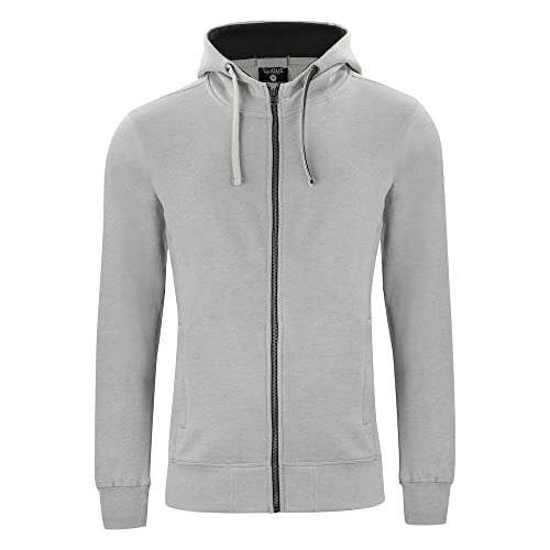 CLIQUE - Herren Sweatshirt mit Reißverschluss und Kapuze Classic Hoody Full Zip Baumwolle Stretch Ripp Außentaschen für Trekking Wandern Reise Freizeit, Grau, M von Clique