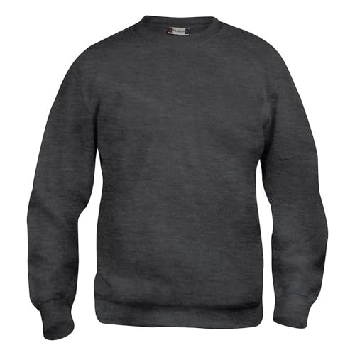 Clique - Langarm-Sweatshirt mit Rundhalsausschnitt für Herren und Damen, Unisex, Basic Rundhals, aus Polyester, elastische Rippen, waschbeständiger Stoff, Anthrazit meliert, XL von Clique