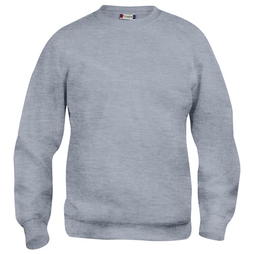 Clique - Langarm-Sweatshirt mit Rundhalsausschnitt für Herren und Damen, Unisex, Basic Rundhals, aus Polyester, elastische Rippen, waschbeständiger Stoff, Grau, XL von Clique