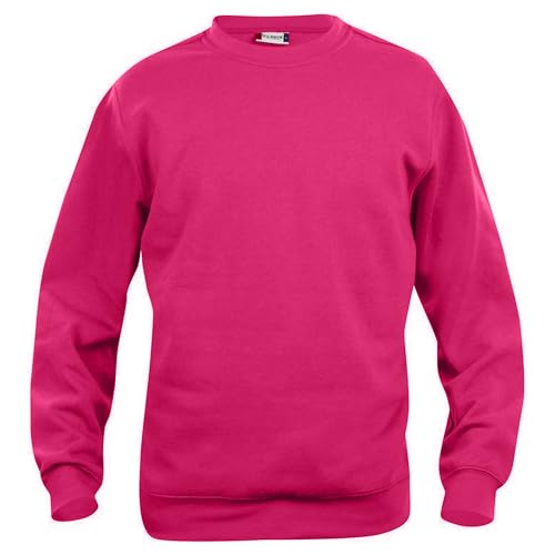 CLIQUE - Sweatshirt mit Rundhalsausschnitt für Herren und Damen, Unisex, Basic Roundneck, Polyester, elastische Rippen, waschbeständiger Stoff, Himbeere, L von Clique