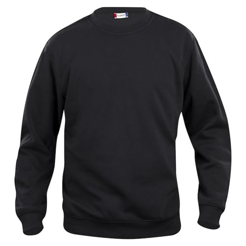 Clique - Langarm-Sweatshirt mit Rundhalsausschnitt für Herren und Damen, Unisex, Basic Rundhals, aus Polyester, elastische Rippen, waschbeständiger Stoff, Schwarz , L von Clique