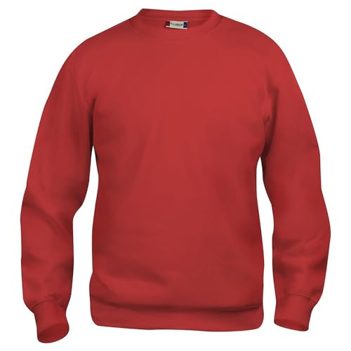 CLIQUE - Sweatshirt mit Rundhalsausschnitt für Herren und Damen, Unisex, Basic Roundneck, Polyester, elastische Rippen, waschbeständiger Stoff, rot, S von Clique