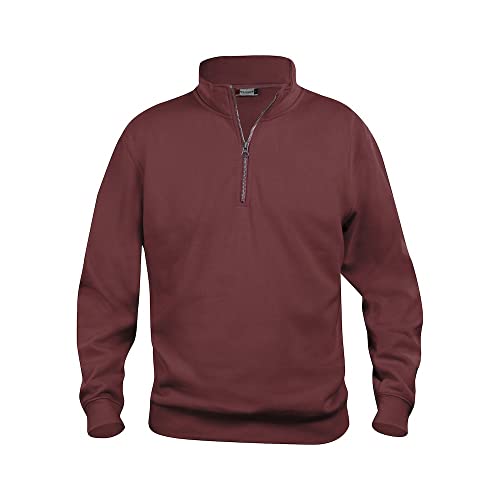 CliQue Unisex Erwachsene Basic Half Zip Sweatshirt, bordeaux, XXXL von Clique