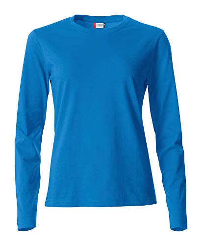 CLIQUE - T-Shirt Langarm T-Shirt Damen Basic-T L/S Damen aus Baumwolle Jersey Passform Slim-Fit in verschiedenen Größen und Farben, Königsblau, Medium von Clique