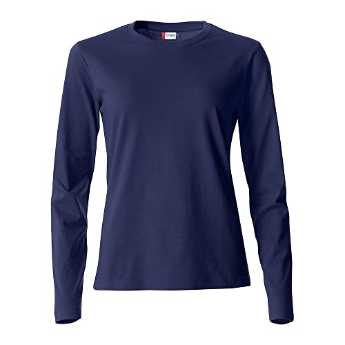 CLIQUE - T-Shirt Langarm T-Shirt Damen Basic-T L/S Damen aus Baumwolle Jersey Passform Slim-Fit in verschiedenen Größen und Farben, blau, Medium von Clique