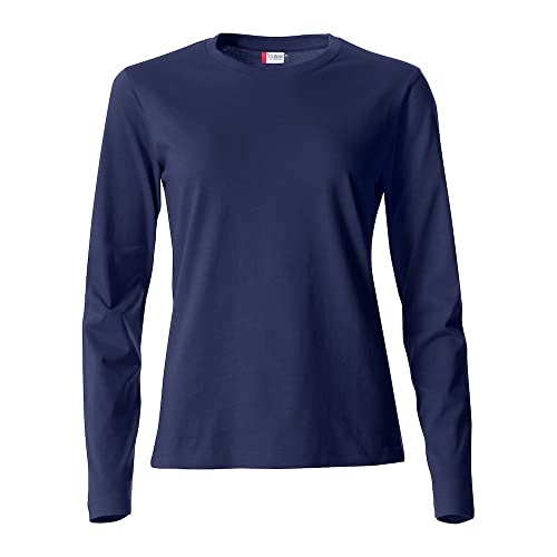 CLIQUE - T-Shirt Langarm T-Shirt Damen Basic-T L/S Damen aus Baumwolle Jersey Passform Slim-Fit in verschiedenen Größen und Farben, blau, Small von Clique