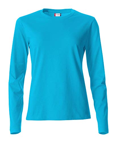 CLIQUE - T-Shirt Langarm T-Shirt Damen Basic-T L/S Damen aus Baumwolle Jersey Passform Slim-Fit in verschiedenen Größen und Farben, türkis, Medium von Clique