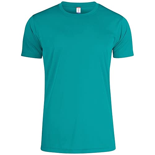 CLIQUE - T-Shirt für Herren, Basic Active-T, Mikrofaser, Schweißband, Seitennähte, Slim-Fit, Laguna, XL von Clique