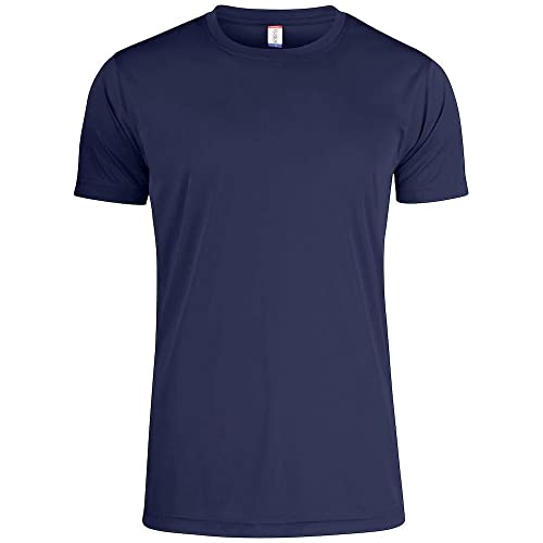 CLIQUE - T-Shirt für Herren, Basic Active-T, Mikrofaser, Schweißband, Seitennähte, Slim-Fit, blau, Small von Clique