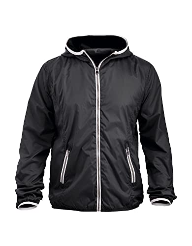 CLIQUE - Windbreaker Herren Damen Unisex Hardy Jacke aus Polyester mit Kapuze, Saum mit elastischem Kordelzug, Netzfutter, Schwarz , 3XL von Clique