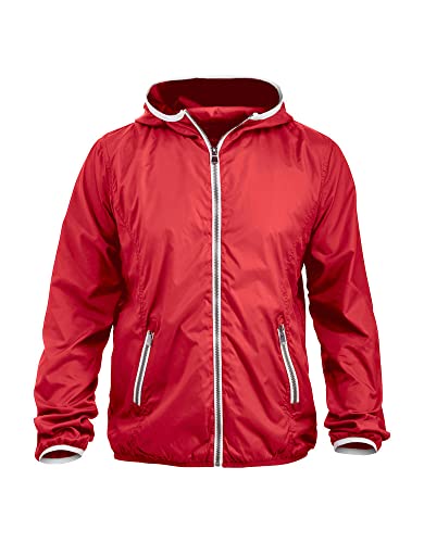 CLIQUE - Windbreaker Herren Damen Unisex Hardy Jacke aus Polyester mit Kapuze, Saum mit elastischem Kordelzug, Netzfutter, rot, 3XL von Clique